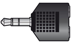 qtx Adaptor 3.5mm Stereo Jack Plug - 2 x 3.5mm Stereo Jack Sockets