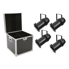 EUROLITE Set 4x LED PAR-64 COB 3000K 100W Zoom Noir + Mallette