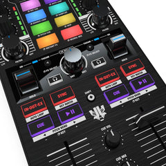 Reloop Mixtour Pro 4-Deck All-In-One tragbarer DJ-Controller, Algoriddim Djay Pro