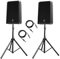 2x Electro-Voice (EV) ZLX-12P 1000w 12" Active Speakers inc. Stands and Cables