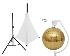 Set Mirror ball 50cm gold with stand and tripod cover white