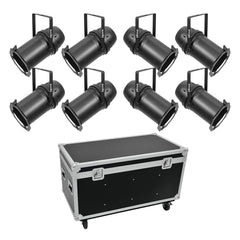 Eurolite Set 8x LED PAR 64 COB Warm White 100W Zoom Black + Flightcase