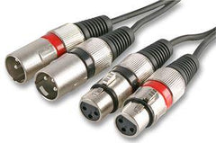 Câble Pulse Twin 3 broches XLR mâle vers XLR femelle 1,2 m noir