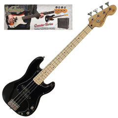 Vintage V30 Coaster 7/8 Bass Guitar Pack - Gloss Black