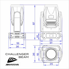 4x JB Systems Challenger Beam 200w LED Moving Head