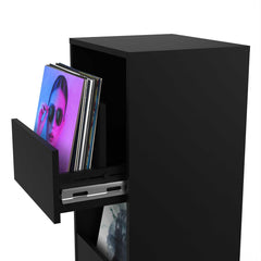 Glorious Vinyl Vault Black, Two-tiered Storage Unit for up to 160 Records