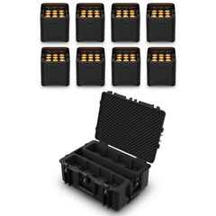 8x Chauvet DJ Freedom Par Q9 RGBA LED Uplighters et étui de chargement