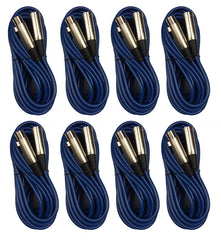 8x Standard 3-Pin XLR to XLR Cable (6m Blue)