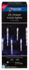 24 Chaser Icicle Christmas Lights, White, 6.9m