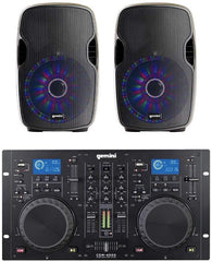 Gemini CDM4000 Dual-CD-DJ-Controller + AS-15BLU-LT 4000W Soundsystem