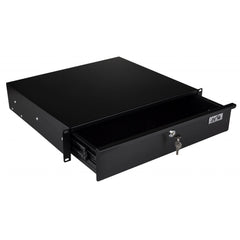 Jv Case Metal Rack Drawer 2U Lockable Cabinet Flightcase inc Mic Foam