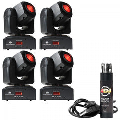 4 x ADJ Inno Pocket Spot Black Package avec logiciel DMX Disco LED Lyre