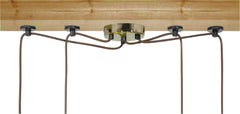 lyyt Quad E27 Pendant Cord Set Antique Brass