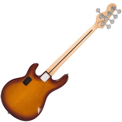 Vintage Active 5 String Bass- Flamed Tobacco Sunburst