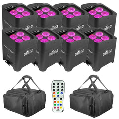 8x Chauvet DJ Freedom PAR HEX 4 Wireless Battery Powered Uplighters