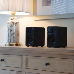 AV:Link Aktive Bluetooth-Regallautsprecher HiFi-Soundsystem Schwarz