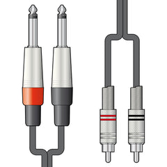 Chord Classic Twin RCA to 2 x 6.3mm Mono Jack Plug Leads