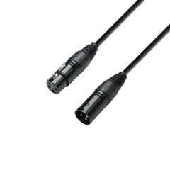 Roar 1M DMX Cable XLR Female - XLR Male Black 110 Ohm 100cm