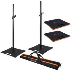2x Thor BOX-BP Lautsprecherständer mit quadratischem Sockel, Schwarz, inkl. Tragetaschen