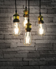 lyyt Quad E27 Pendant Cord Set Antique Gold