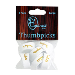 D'andrea Large Thumb Picks White - 6pc
