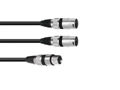 Omnitronic Adapterkabel XLR(F)/2XXLR(M) 1,5M Schwarz