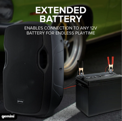 Gemini AS-10TOGO Portable Bluetooth Speaker 10" Battery