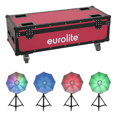 4x Eurolite LED Umbrella 95 Lighting Effect inc. Roadinger Flightcase
