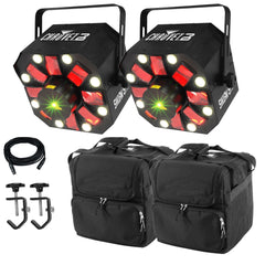 2 x Chauvet Swarm 5 LED Effect Light Package DJ Disco FX Laser Derby 3 in 1 DMX