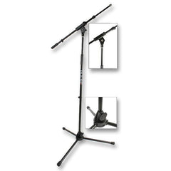 Pied de microphone à flèche réglable par impulsion PLS00040 Métal noir robuste