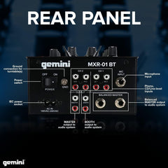 Gemini MXR-01BT 2-Kanal-Profi-DJ-Mixer mit Bluetooth-Eingang