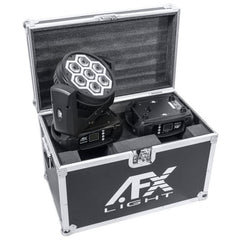 2x AFX Moving Head Club Kaledo 7 x 12W LED Effet Kaléidoscope avec Flightcase