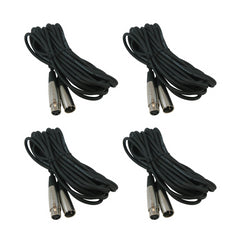 4x Roar 5M Microphone Cable XLR Female - XLR Male Black 500cm