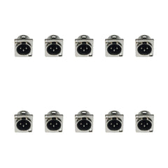 10x Male XLR Chassis Panel Mount (Silver)