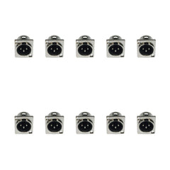 10x Male XLR Chassis Panel Mount (Silver)