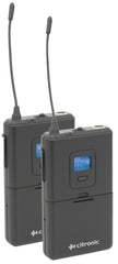 Citronic RU210-H double UHF Beltpack casque système de microphone à revers micro radio sans fil