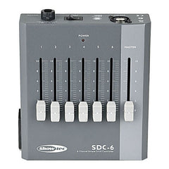 Showtec SDS-6 Contrôleur DMX Fader Desk 6 canaux alimenté par batterie et bloc d'alimentation