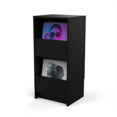 Glorious Vinyl Vault Black, Two-tiered Storage Unit for up to 160 Records