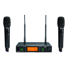 Système de microphone sans fil portable JTS UHF PLL à double canal avec antenne REMOSET et BNC CH38