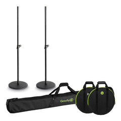2x Gravity Speaker Stand with Round Bases inc. Carry Bags