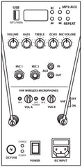 QTX QR15PA Portable PA System with Wireless Mics & USB Player *BSTOCK*