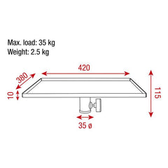 Showgear Tray for 35mm Stand 42cm x 38cm Suitable for Projector Laptop