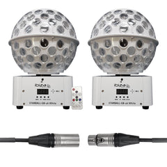2x Ibiza Light Starball Dual Light Effect (boîtier blanc) inc. Télécommande et câble