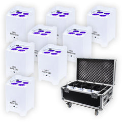 8x LEDJ Blanc Rapide QB1 Hex IP LED Uplighter IP54 Batterie Sans Fil LED Éclairage Extérieur