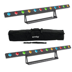2x JB Systems PIXBAR 12TC LED Lighting Batten 12 x 3W Pixel Control inc case