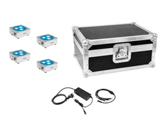 EUROLITE Set 4x AKKU Flat Light 3 sil + Chargeur + Mallette
