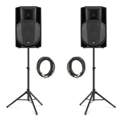 2x RCF ART735-A (MK4) 1400W 15" Active Speakers inc. Stands and Cables