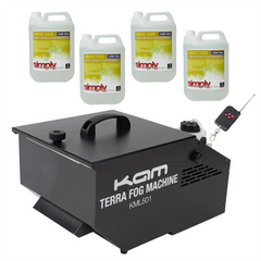 KAM Terra Fog Machine Low Smoke Machine Mister Kool 700W & 20L Fluid Bundle