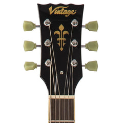 Vintage V100 Guitar - Flamed Maple - Thru Black