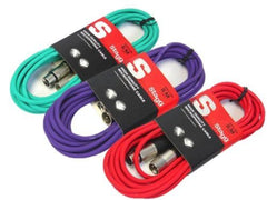 3x Stagg Microphone XLR Cables (6m Mixed Colour)